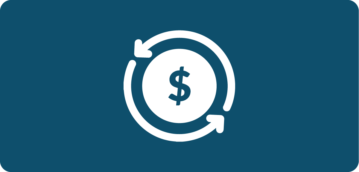 dollar symbol with rotating arrow