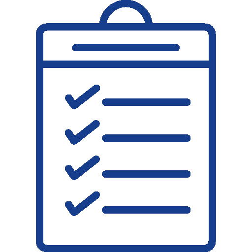 A checklist icon displayed on a plain white background, symbolizing task completion and organization.