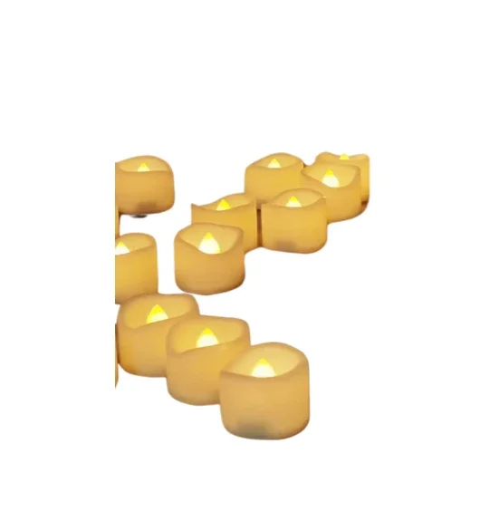 Group of battery-operated flameless LED candles with flickering light