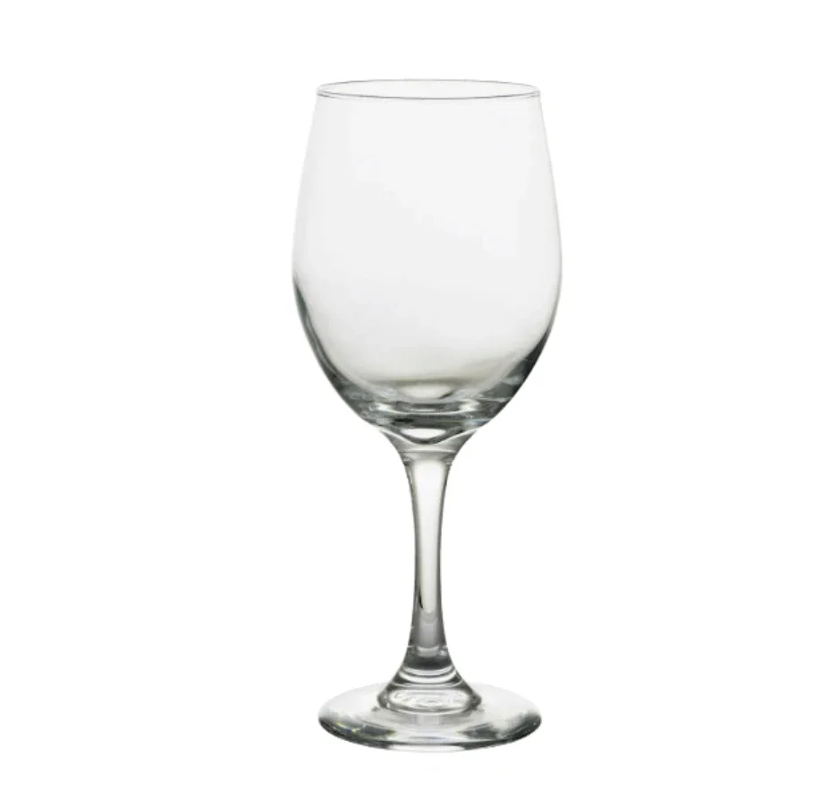 Empty wine glass on a white background