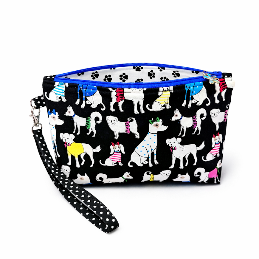 Sassy Canine Medium Wristlet/Zipper Pouch (5.5"x8.5") $28