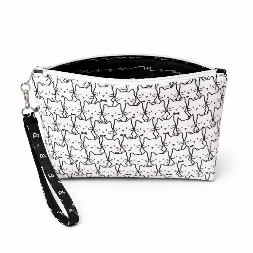 Sassy Cat Medium Wristlet/Zipper Pouch (5.5"x8.5") $28
