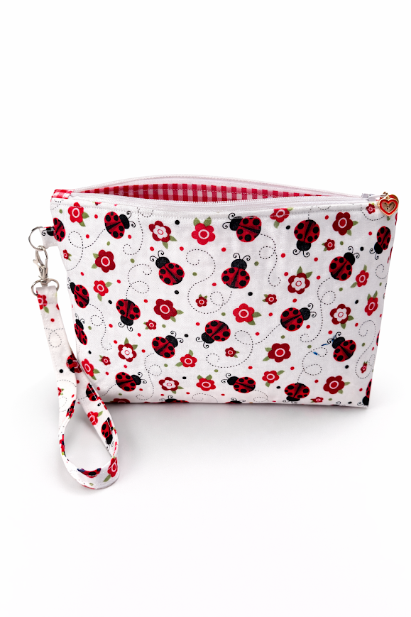 Ladybug Medium Wristlet/Zipper Pouch (5.5"x8.5") $28
