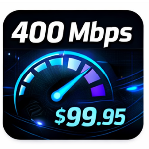 Graphic showing internet speed of 400 Mbps and price of $99.95.