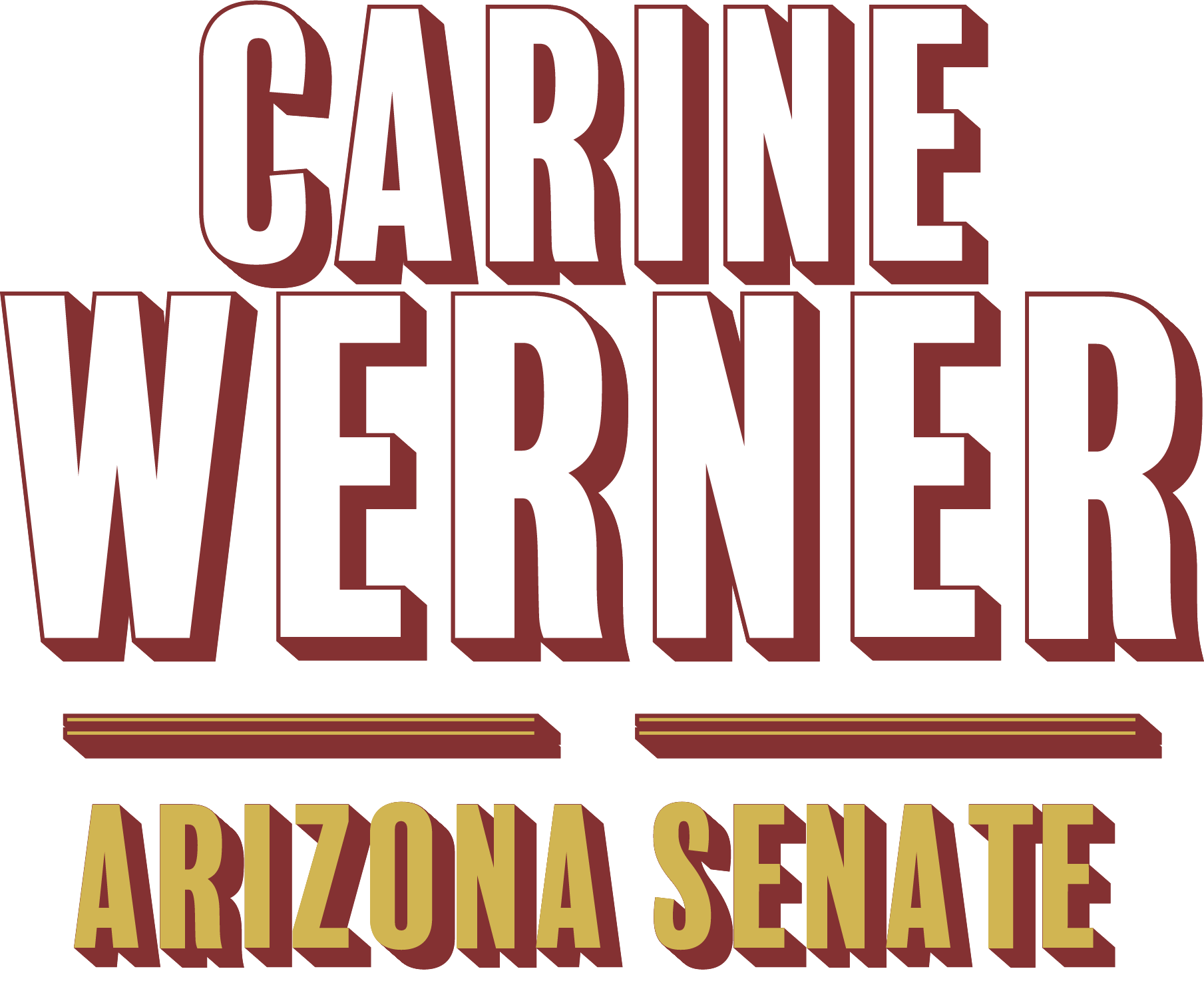 Text graphic reading 'Caring Wener Arizona Senate' with stylized lines dividing the words.