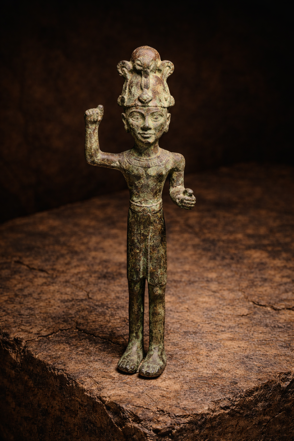 Ancient Egyptian Horus statuette close-up.png