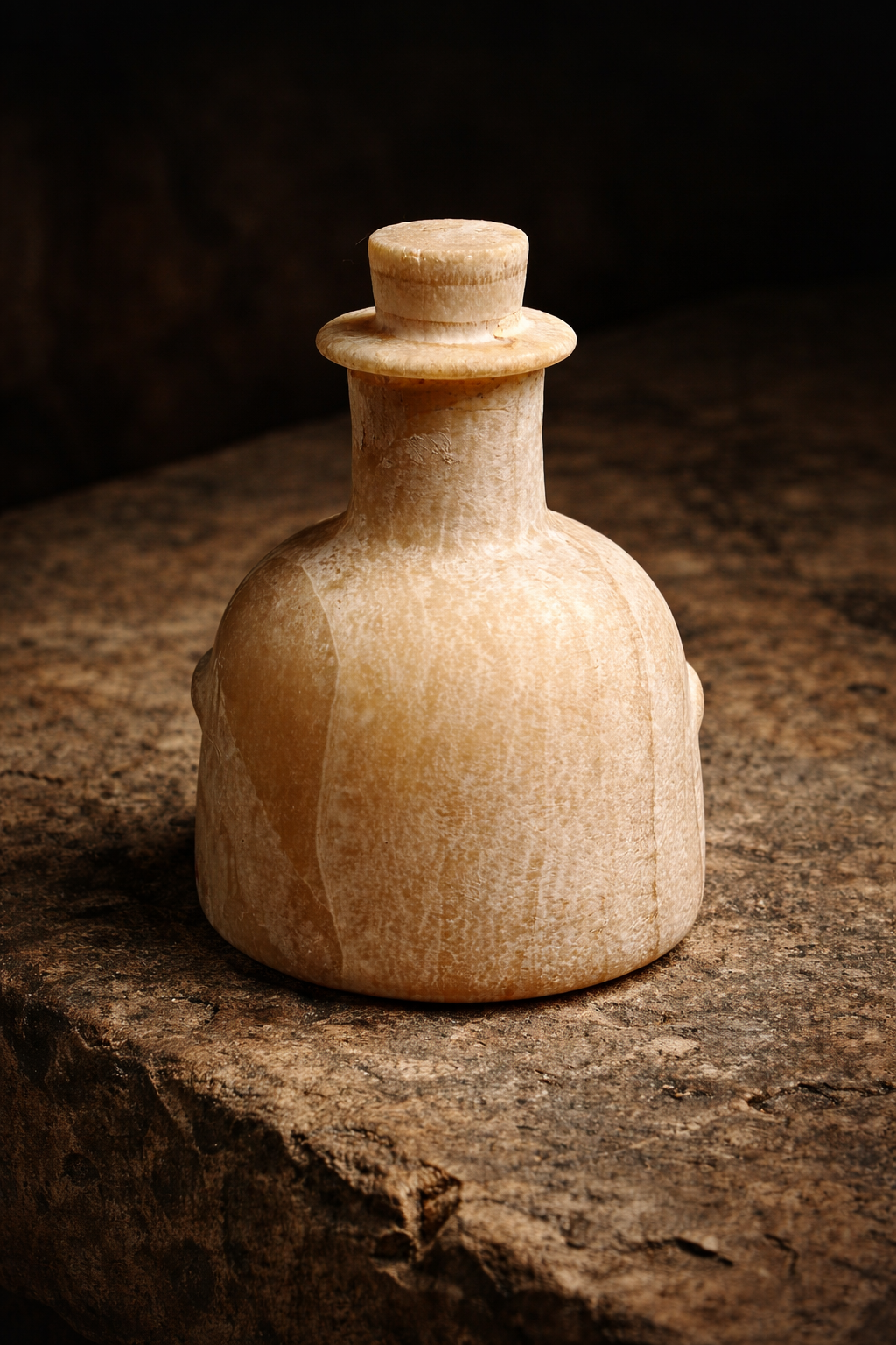 Ancient alabaster bottle on stone.png