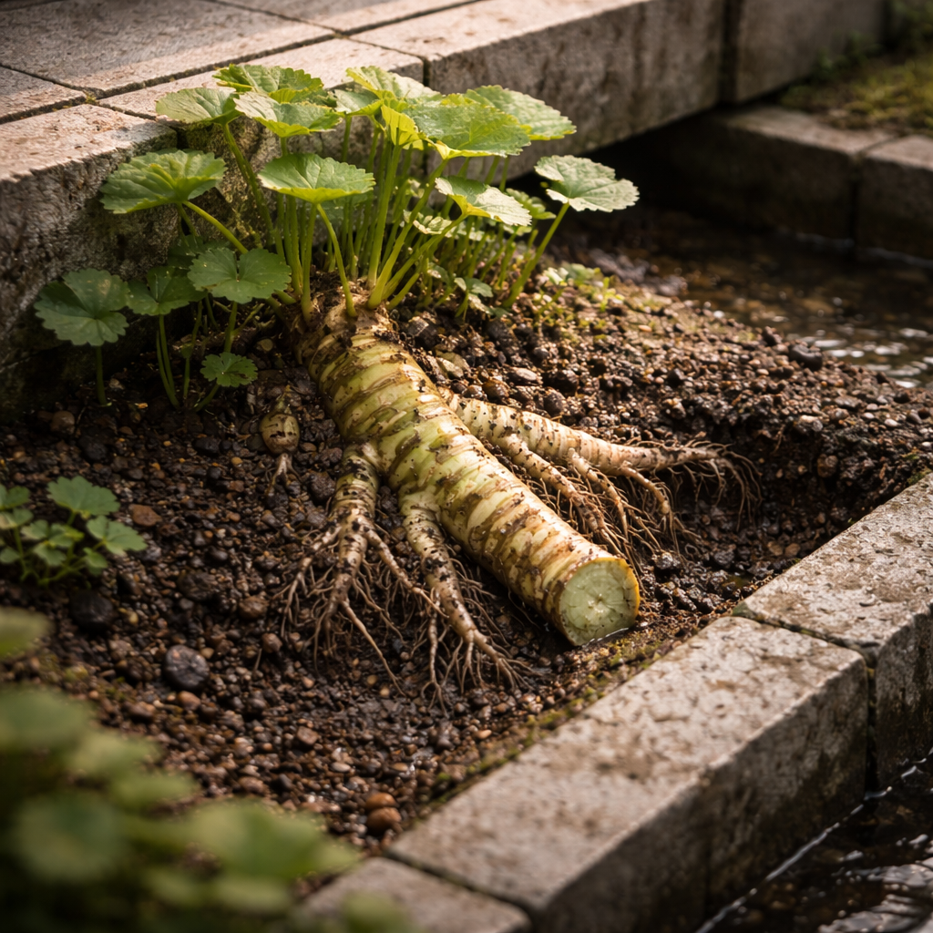 Knotted root cluster in stone garden.png