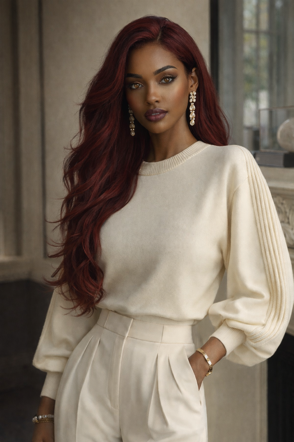 Zera - Elegant portrait with crimson red hair.png