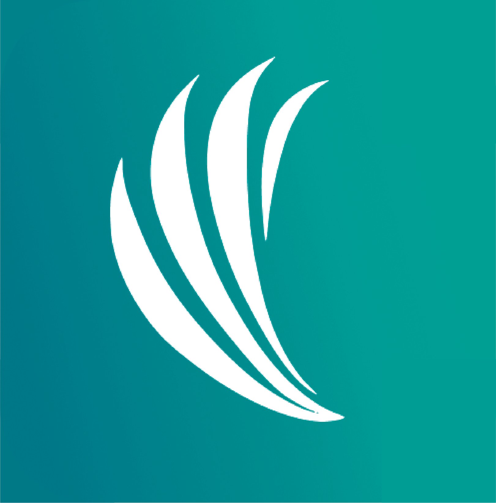 Abstract white crescent-shaped lines on a teal background