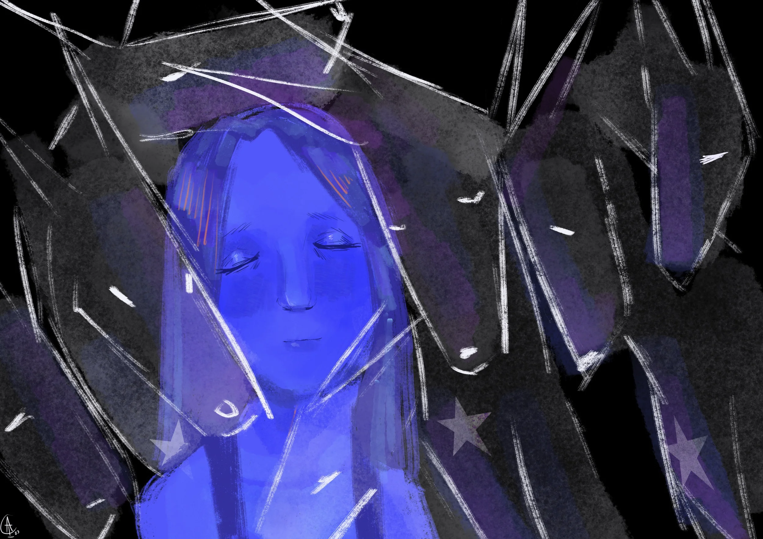 Serenity and the loving hounds.webp