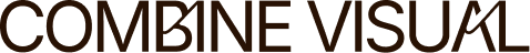 Das Bild zeigt den Schriftzug 'COMBINE VISUAL' in dunkler Farbe auf einem dunklen Hintergrund.