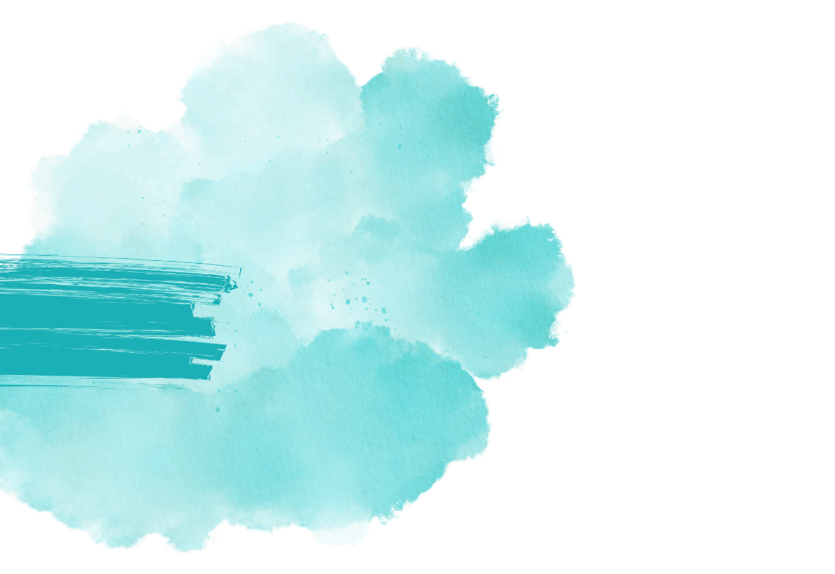 A large, irregularly shaped light blue watercolor splotch with textured edges.
