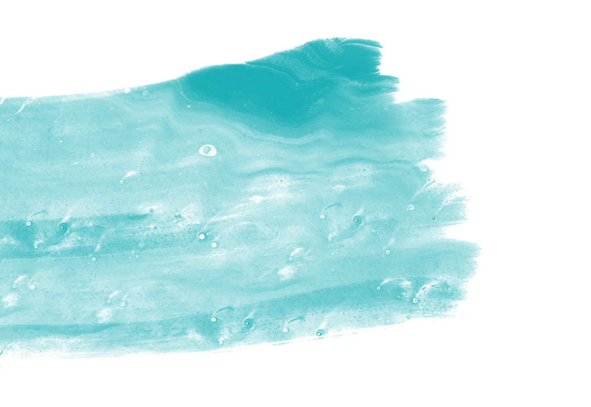A digital painting with a turquoise brushstroke on a black background.