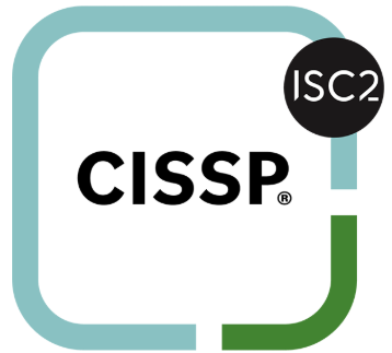 CISSP certification logo with ISC2 badge.