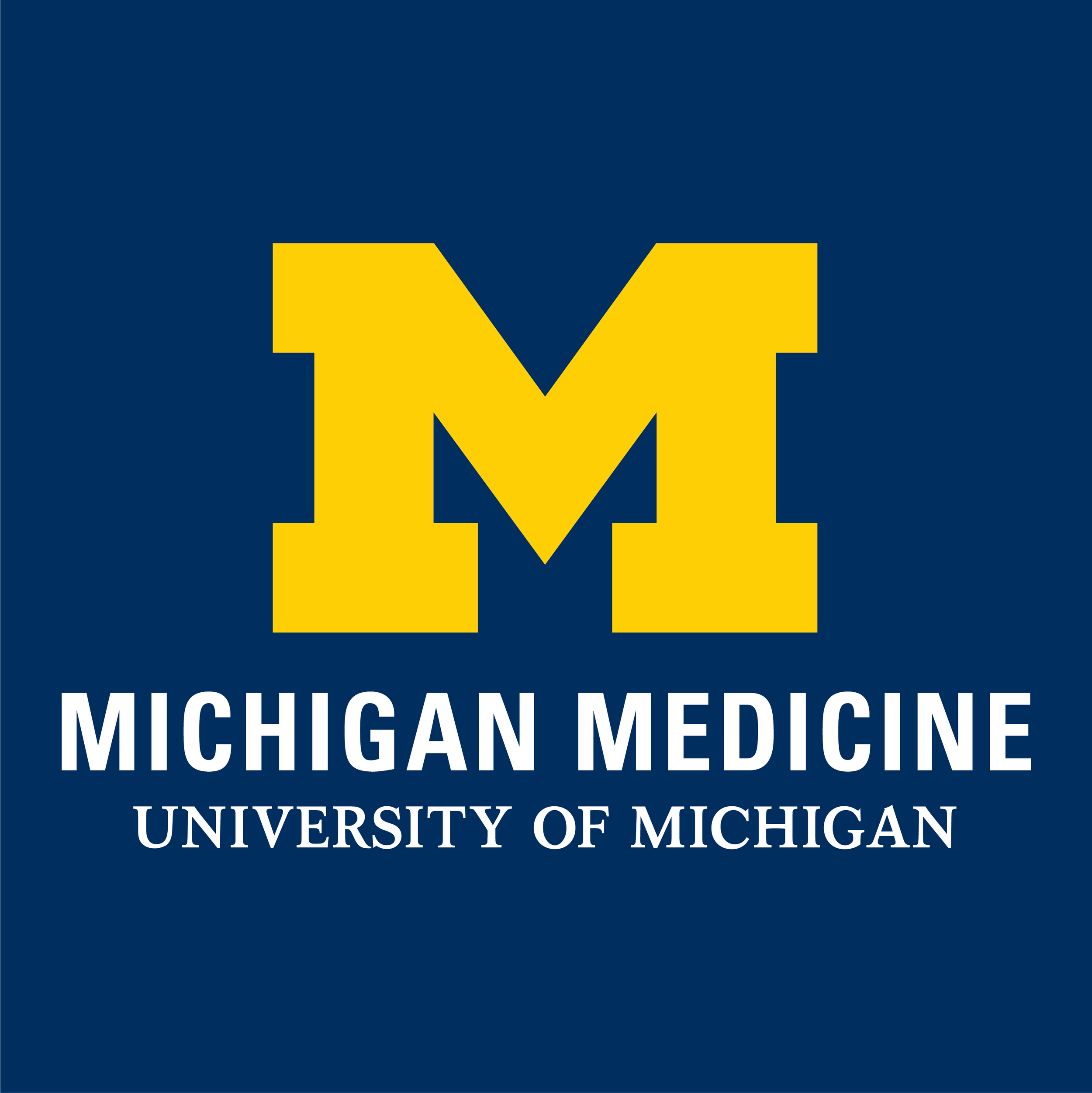 Logo of Michigan Medicine with a large yellow 'M' on a navy blue background, and the text 'Michigan Medicine University of Michigan' underneath.