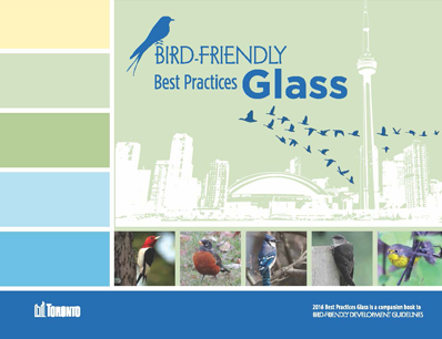 Cover image of the Bird-Friendly Best Practices for Glass development guidelines booklet for the City of Toronto