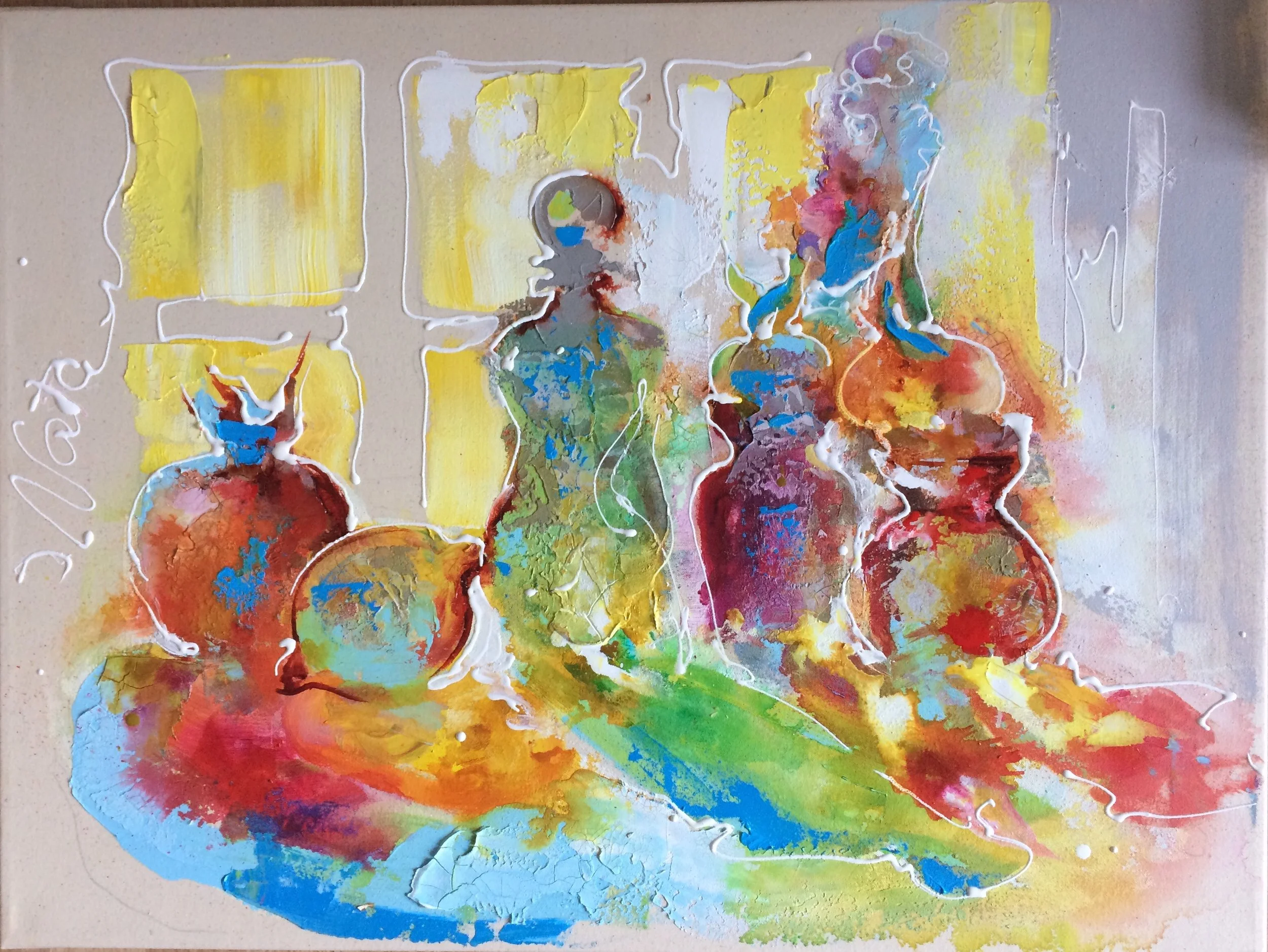 Hyacinth
60 x 80

Watercolor painting with three glass vases and greenery in front of a window.