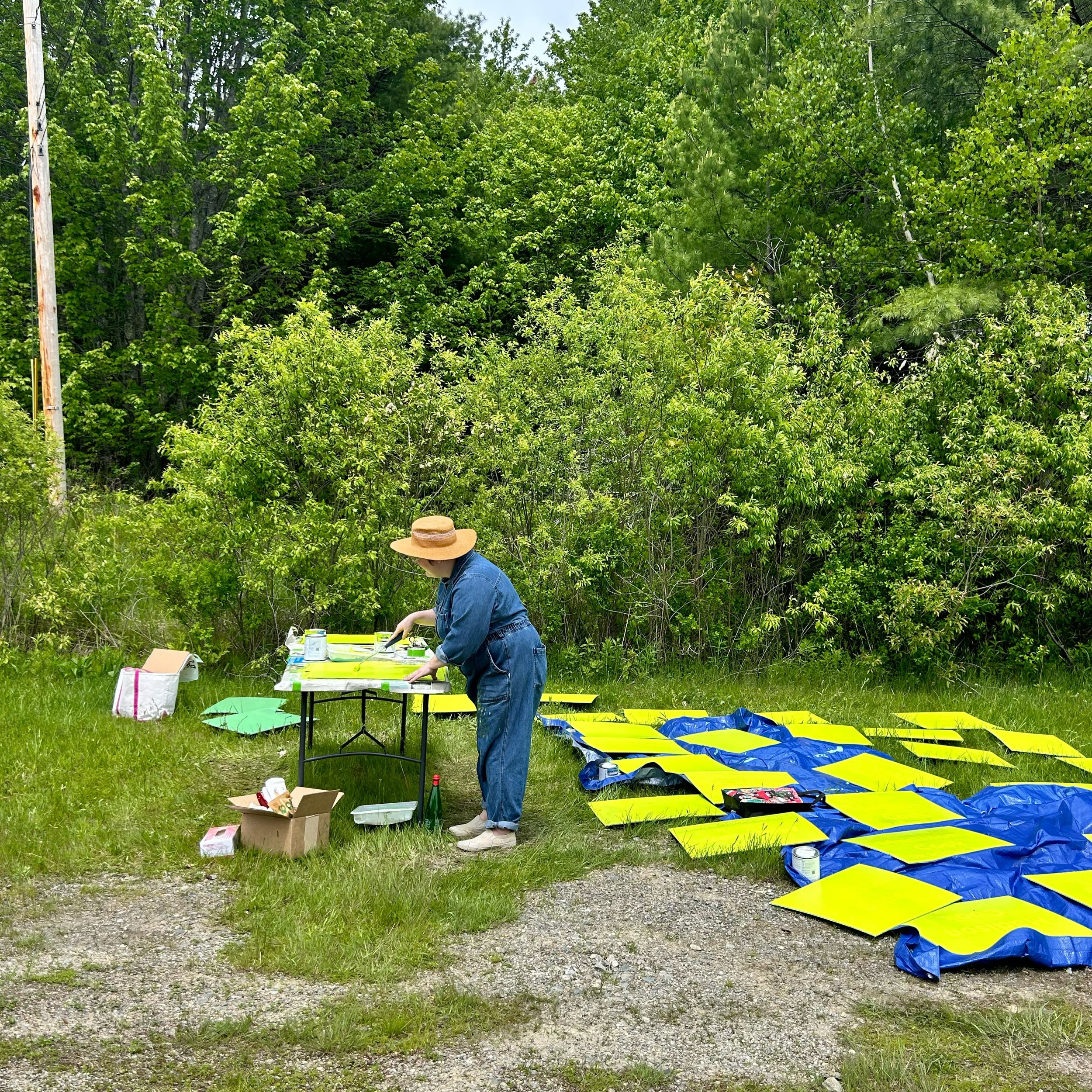 Sign painting progress!  I love that recycling and art making is at the center of our campaign efforts 🖼️🌲