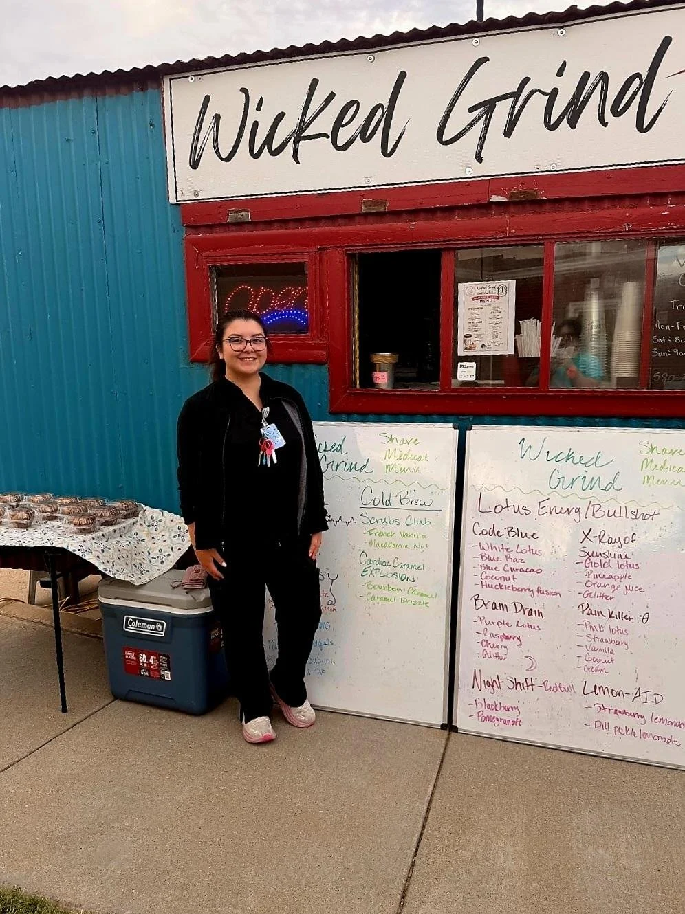 Woman outside food truck