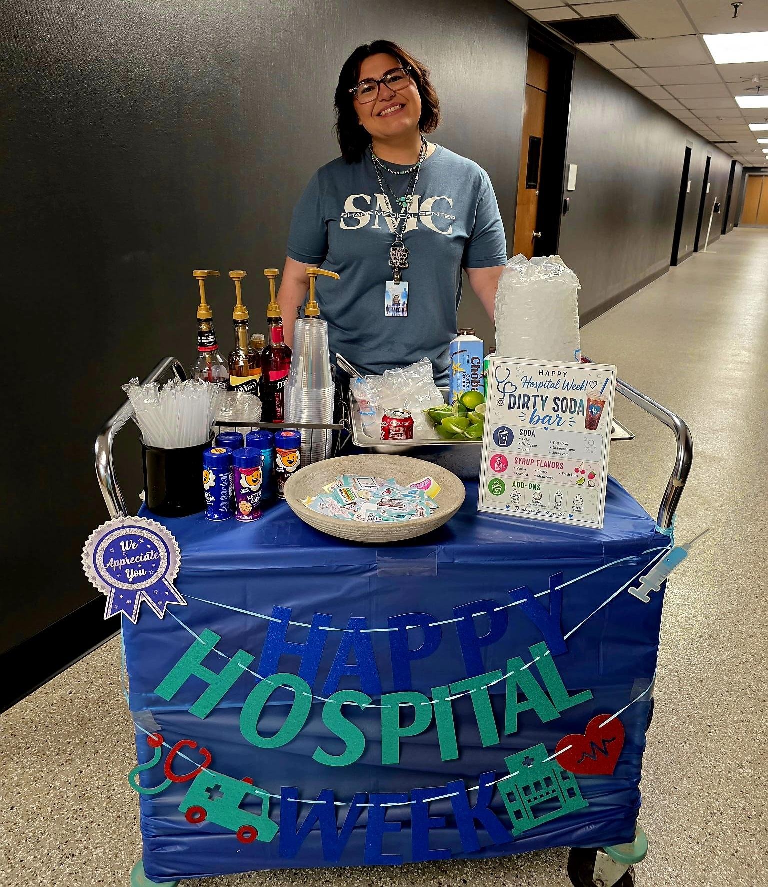Woman with drink cart