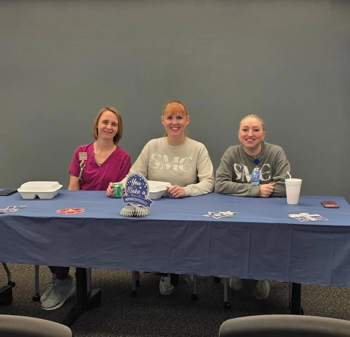 Healthcare workers having lunch