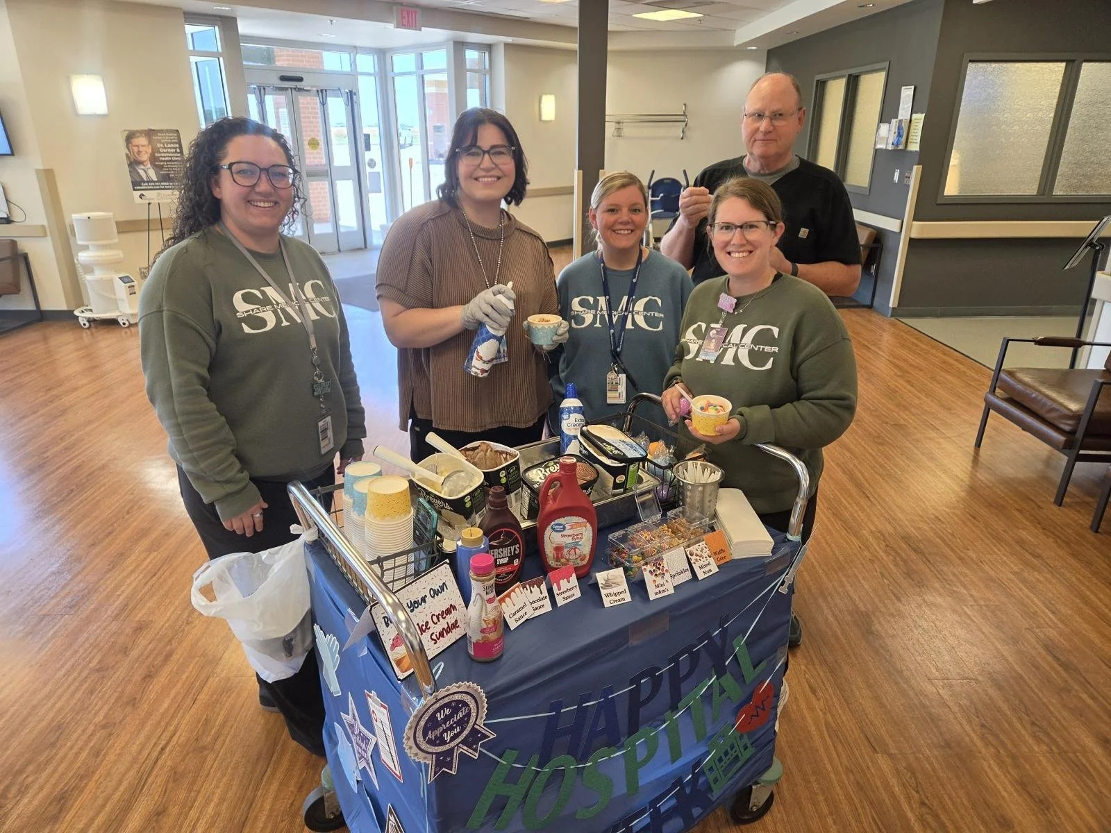 Healthcare workers having ice cream