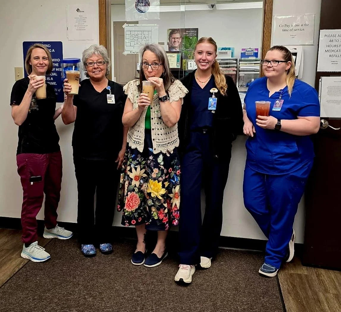 Healthcare group with beverages