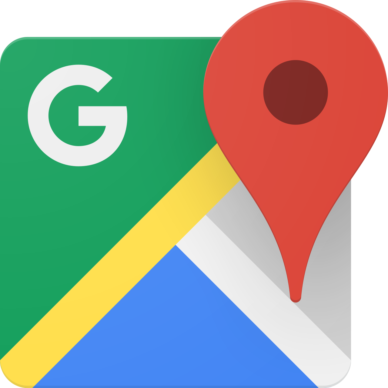 Google Maps app icon with a red location pin on a map background.