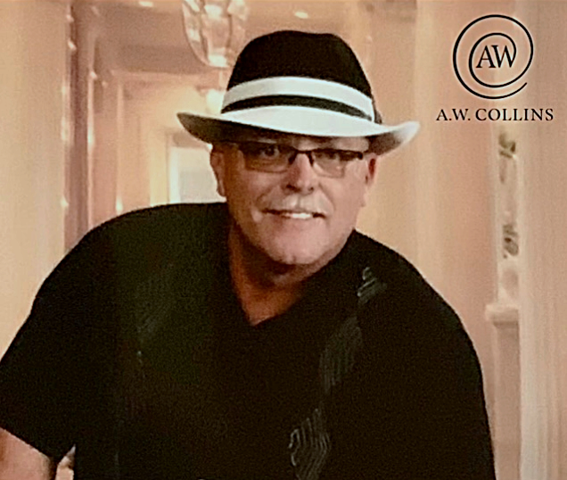 International Impact Book Award winner A.W. Collins wearing a signature fedora hat. Official author headshot.