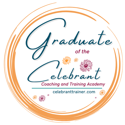Image of a logo saying Graduate of the celebrant coaching and training academy