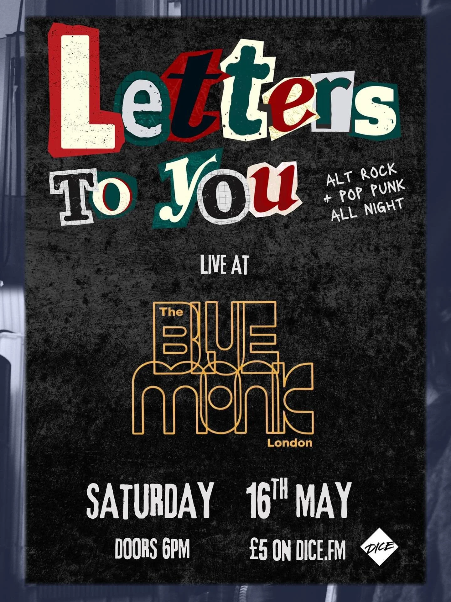 Next month we&rsquo;ve got the awesome @letterstoyouuk playing a mix of alt rock and pop punk classics ALL NIGHT! Come and let the Bermondsey beer mile know that it wasn&rsquo;t just a phase mom!