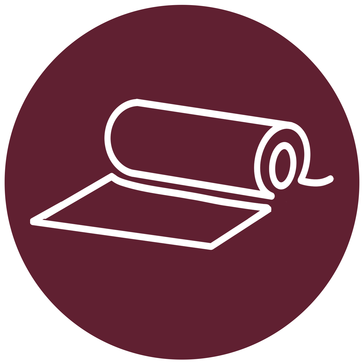 Line drawing of PVC, a durable single-ply option ideal for flat roofs, offering strong resistance to weather, fire, and chemicals.