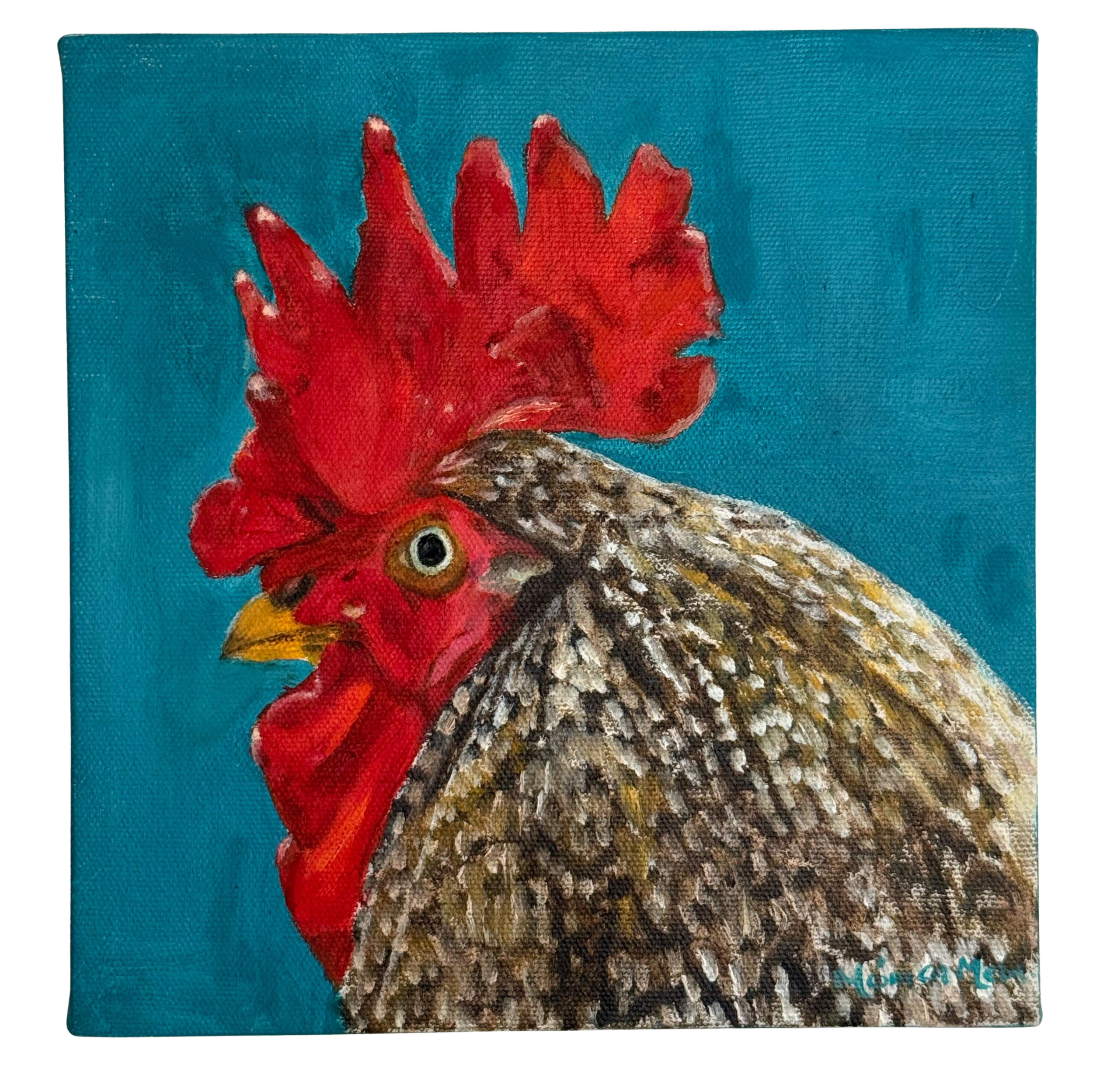 Serie  Los Gallos | Gallo 2 | Óleo sobre tela |
         25 x 25 cms | 2025