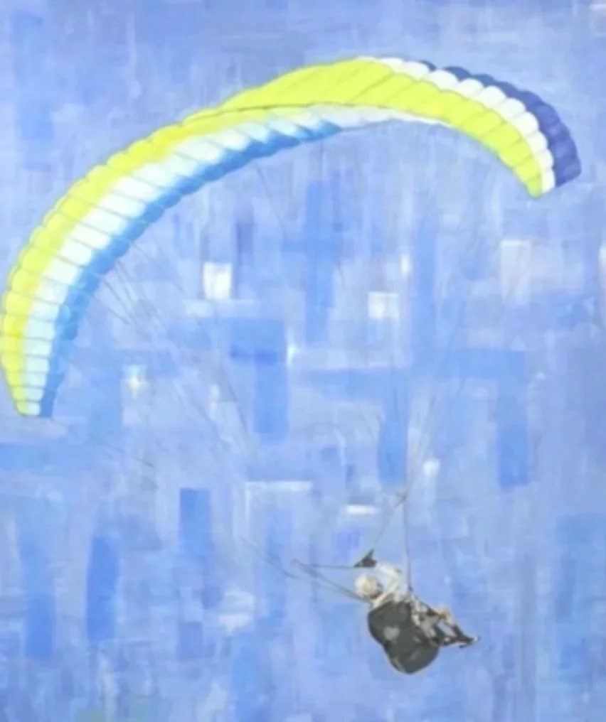 Serie Vuelo  |  El parapente  | Óleo  sobre tela | 1.8 x 1.4 m | 2025