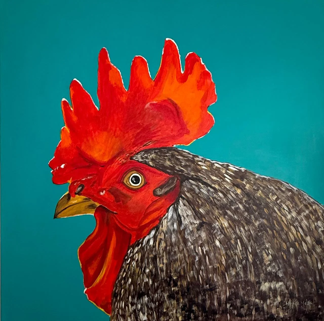 Serie Los Gallos | Gallo 4 | Acrílico sobre tela | 1 x 1 m | 2025
