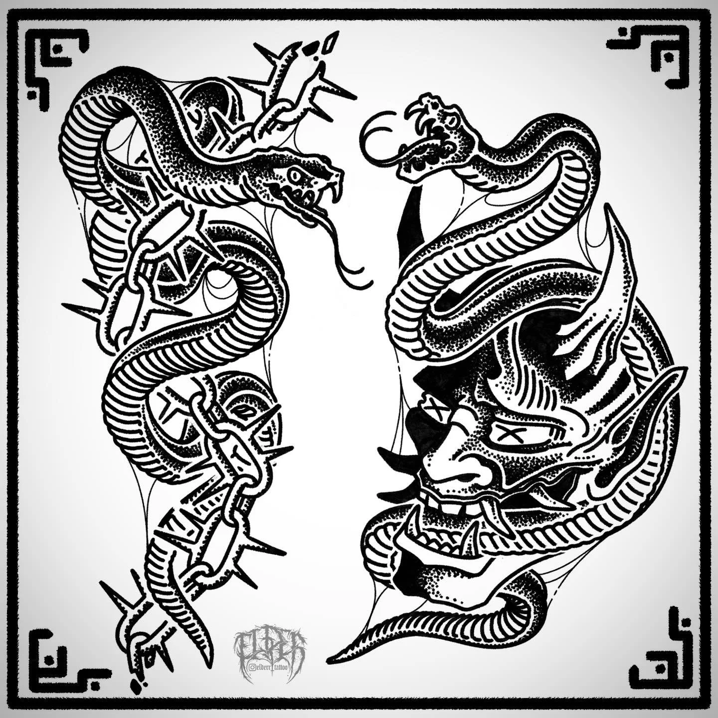 Snakes! Available to be tattooed, dm for info 🐍 :)

#snaketattoo #brisbanetattoo #macarbe #hanyamask #darkart #brisbaneart #chains #dotwork #dotworktattoo