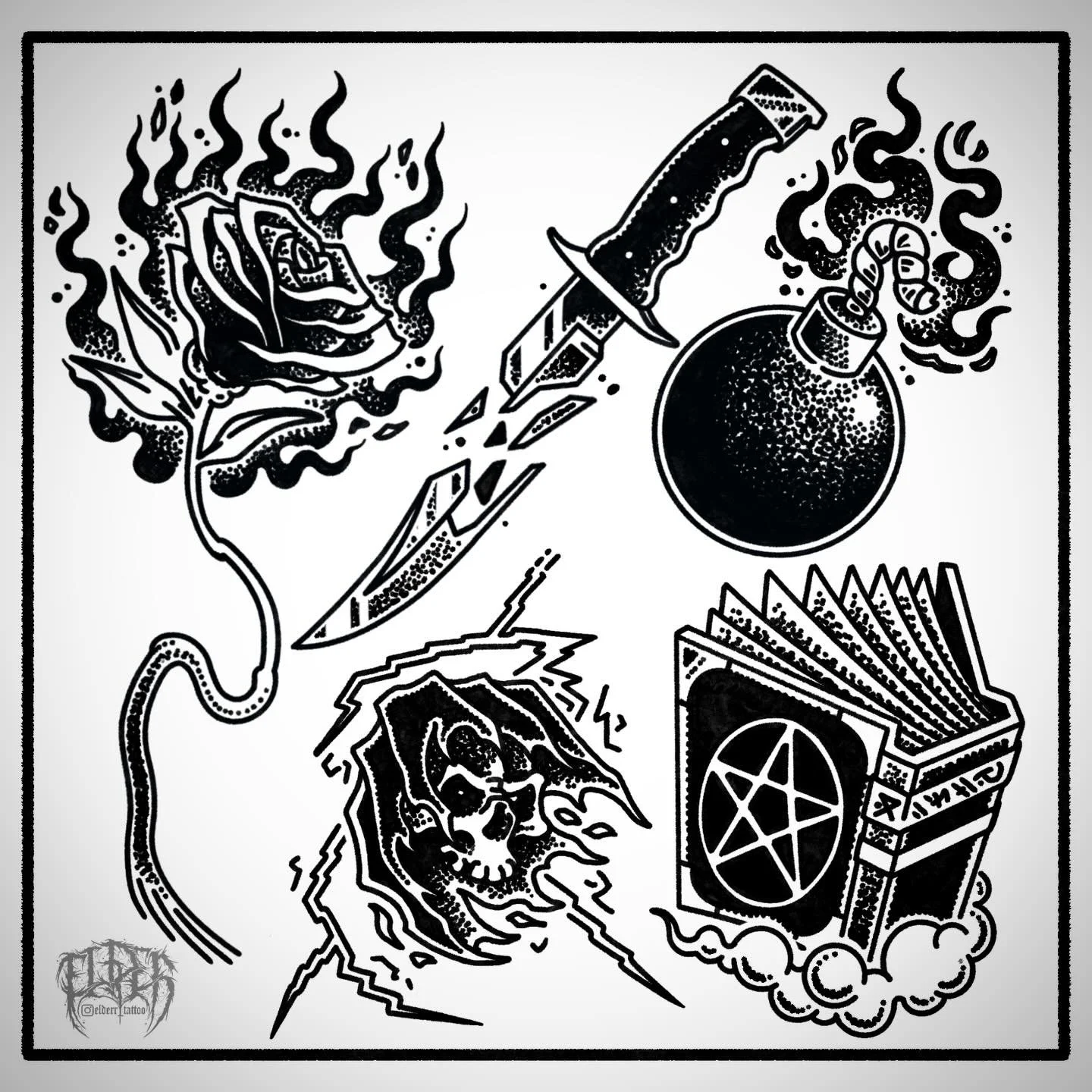 First flash of 2026 - thanks for looking! 

Dm for bookings and enquiries 🏴&zwj;☠️

#brisbanetattoo #brisbaneflash #brisbaneart #flashsheet #tradart #macarbe #dotworktattoo