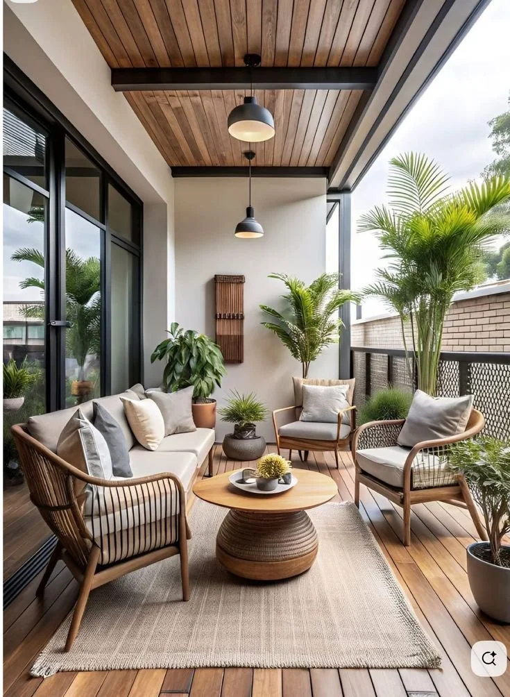 luxury balcony outdoor living room California