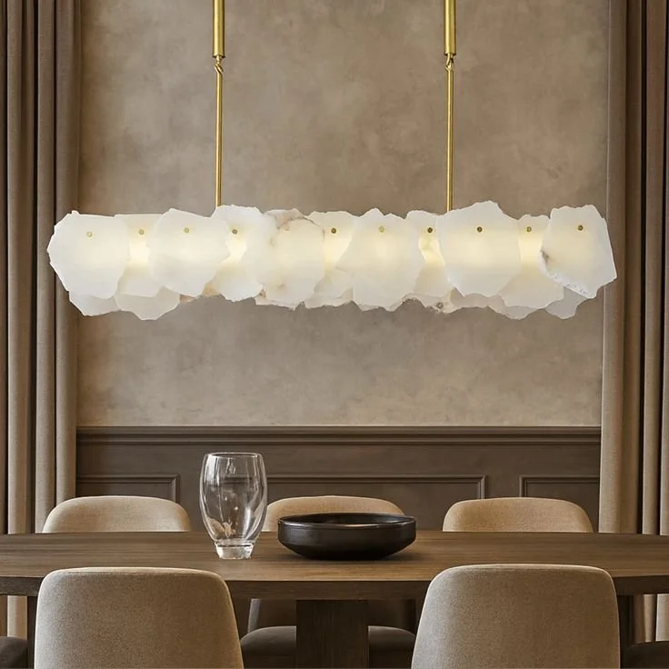 Linear chandelier for dining room