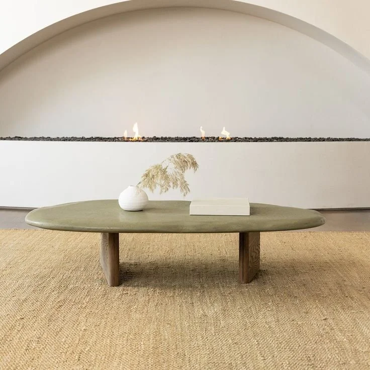 sculptural coffee table minimal California living room