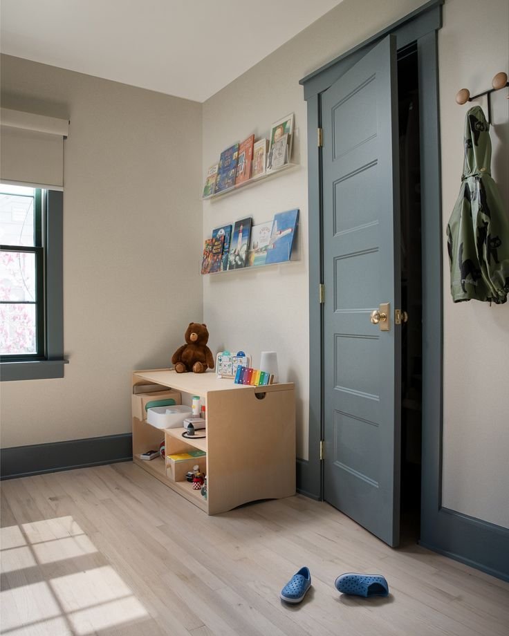 navy colored door for kids room