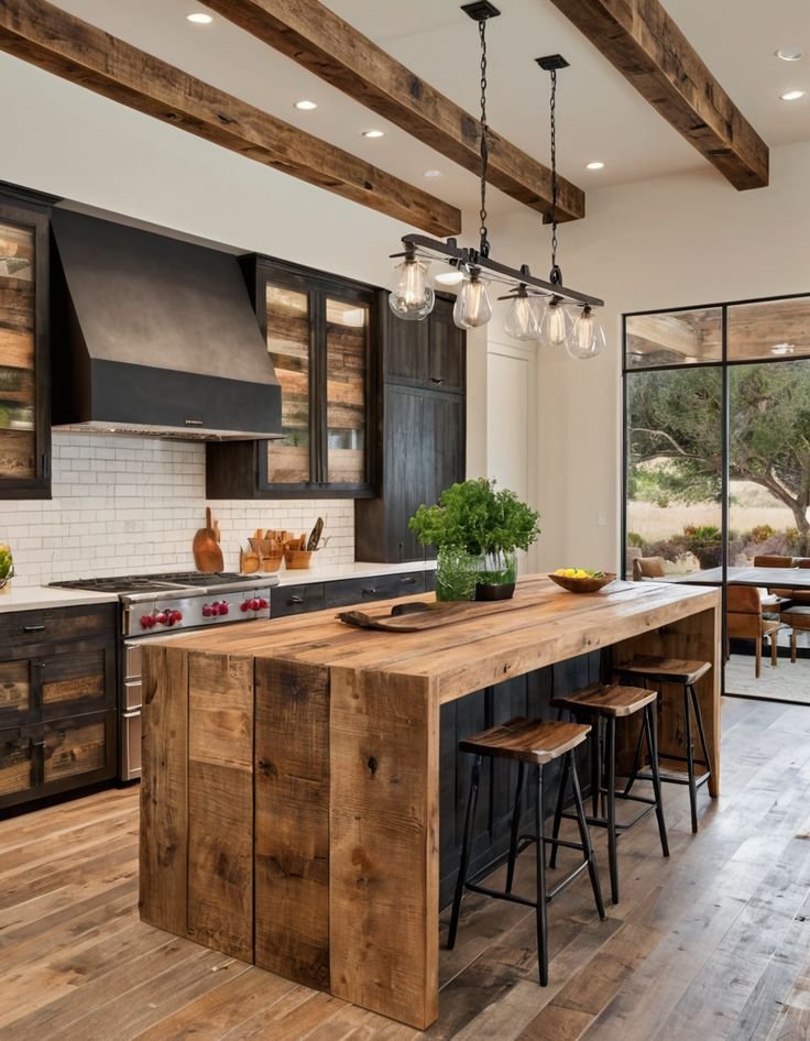 Reclaimed wood in modern luxury home
