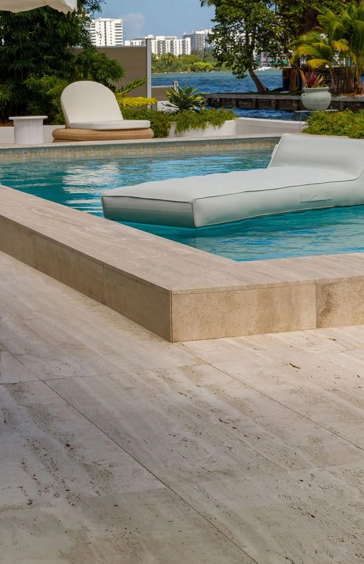 tarvertine flooring for luxury backyard