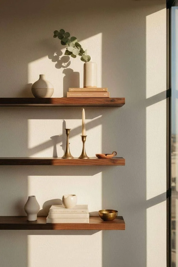 Flating shelves for blank wall decoration