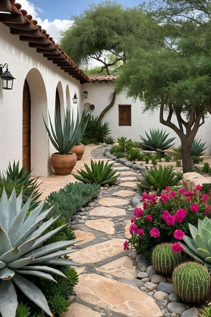 how to use stone, gravel and terracota in los angeles garden