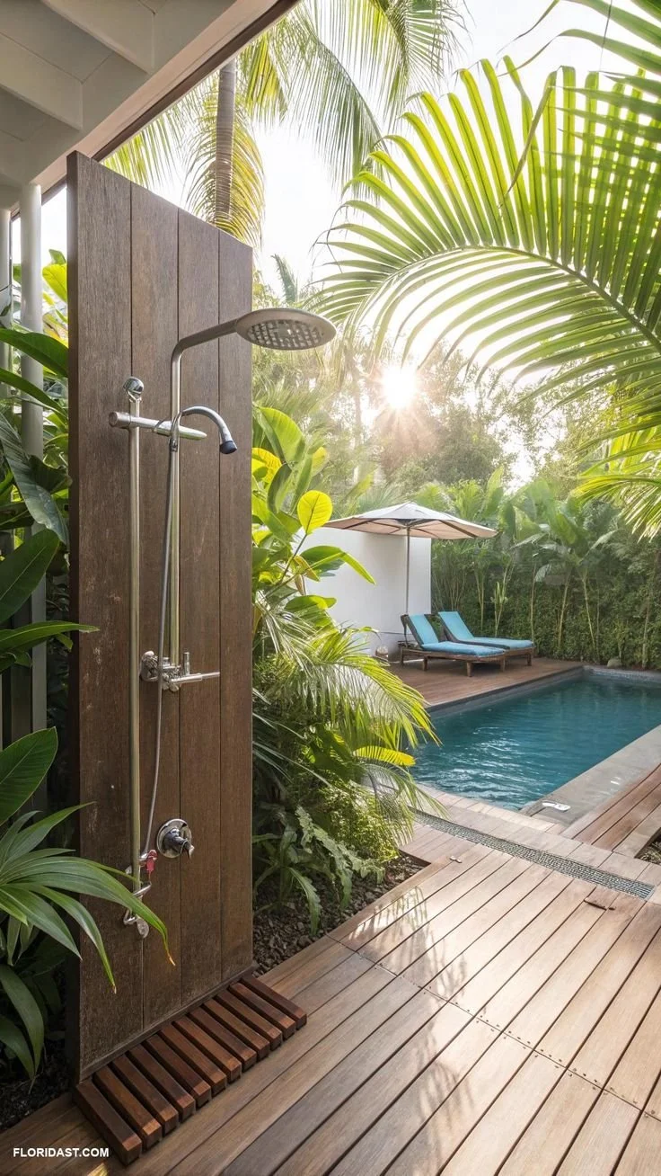 Outdoor Shower for a Los Angeles Home Pool