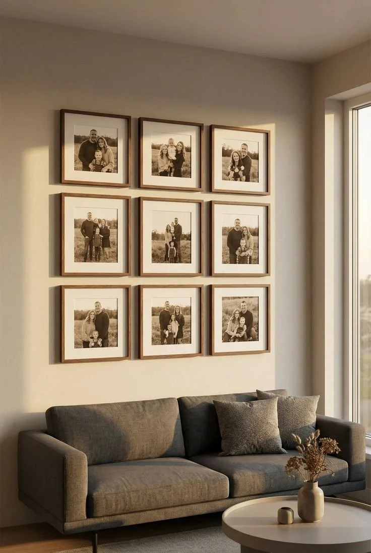 family gallery wall ideas for modern living room