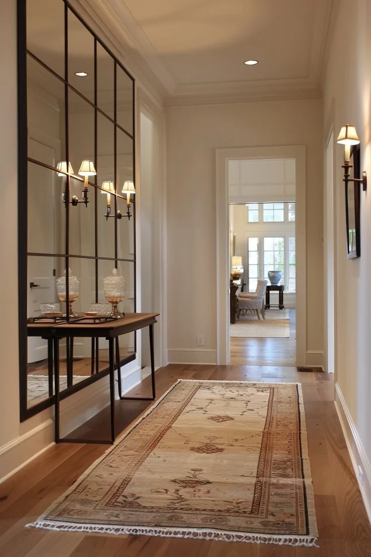 Tall mirror in the hallway