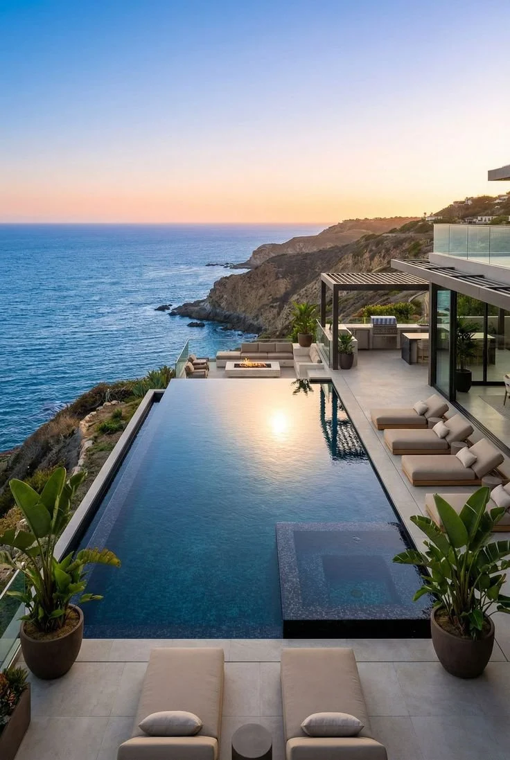infinity pool for hillside luxury home
